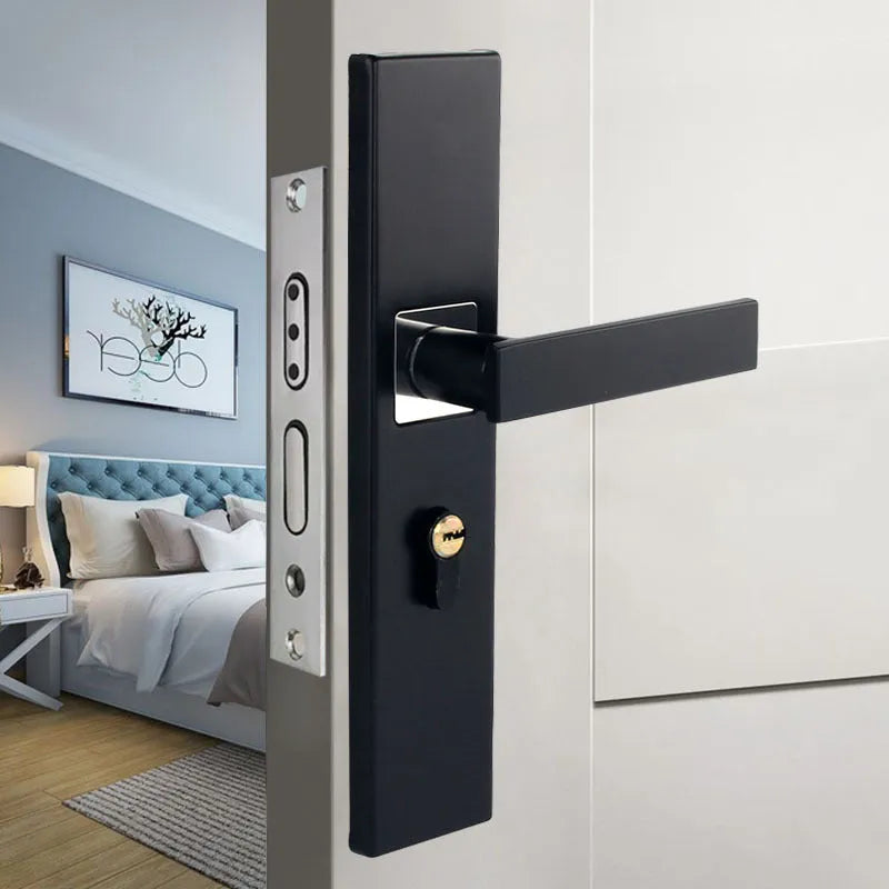 Household indoor split magnetic door lock handle for timber doors with aluminium alloy construction
