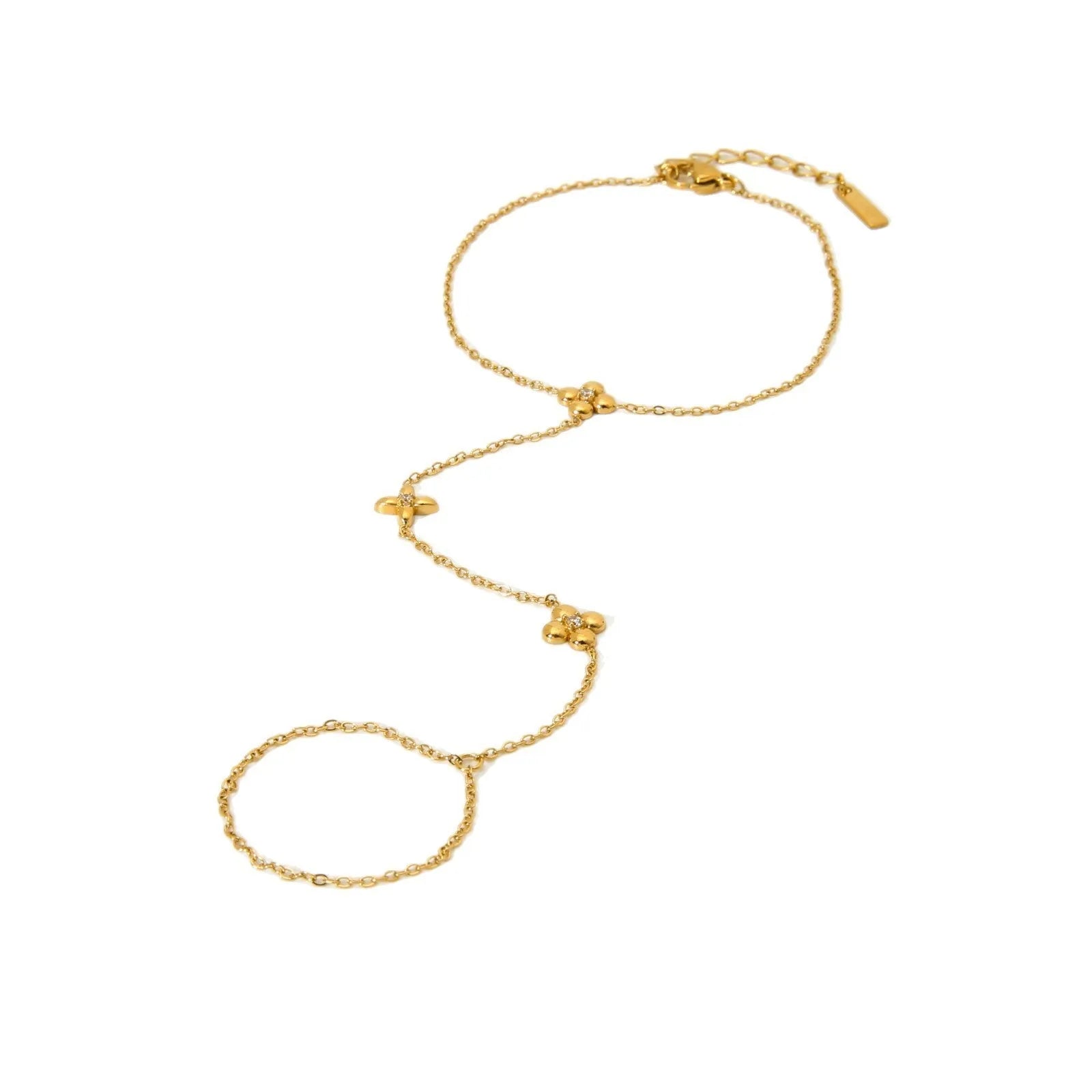 Women's stainless steel bracelet with geometric flower and eight-pointed star charms in gold colour