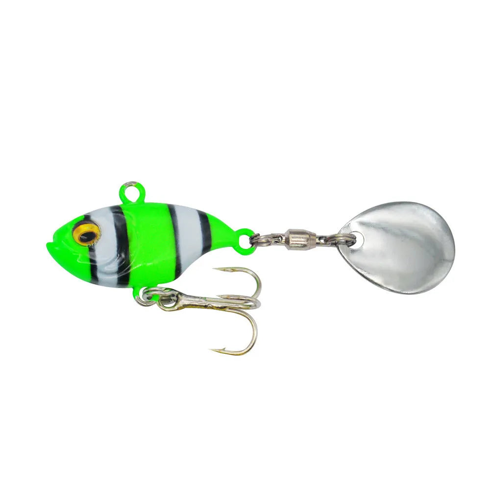 Metal sea fishing iron plate lure with rotating sequins in gold, black, and zebra pattern colour options