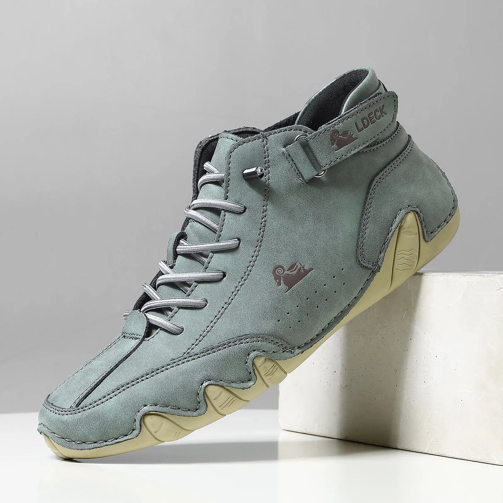 Octopus high top men's shoes in khaki colour with microfiber upper and rubber soles