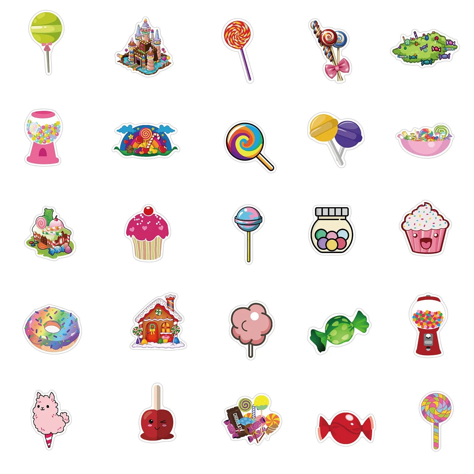 Candy series graffiti colour vinyl stickers pack with cartoon designs for laptop and water bottle decoration