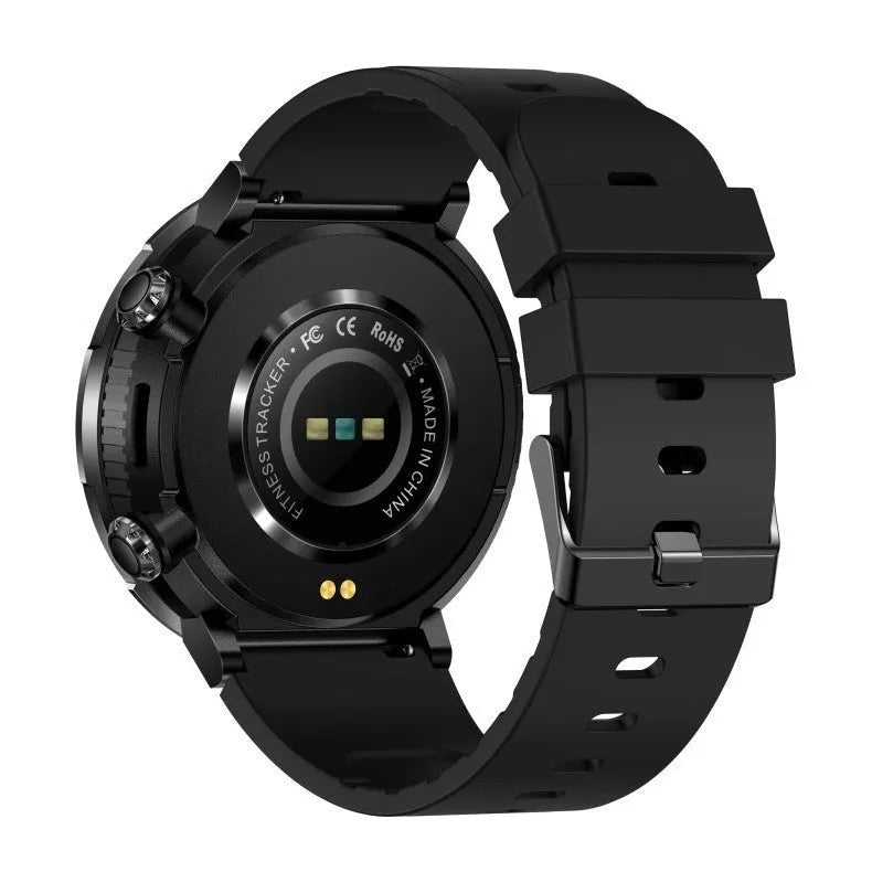 T30 Smart Watch with black silicone strap showing time and health metrics on its IPS screen.
