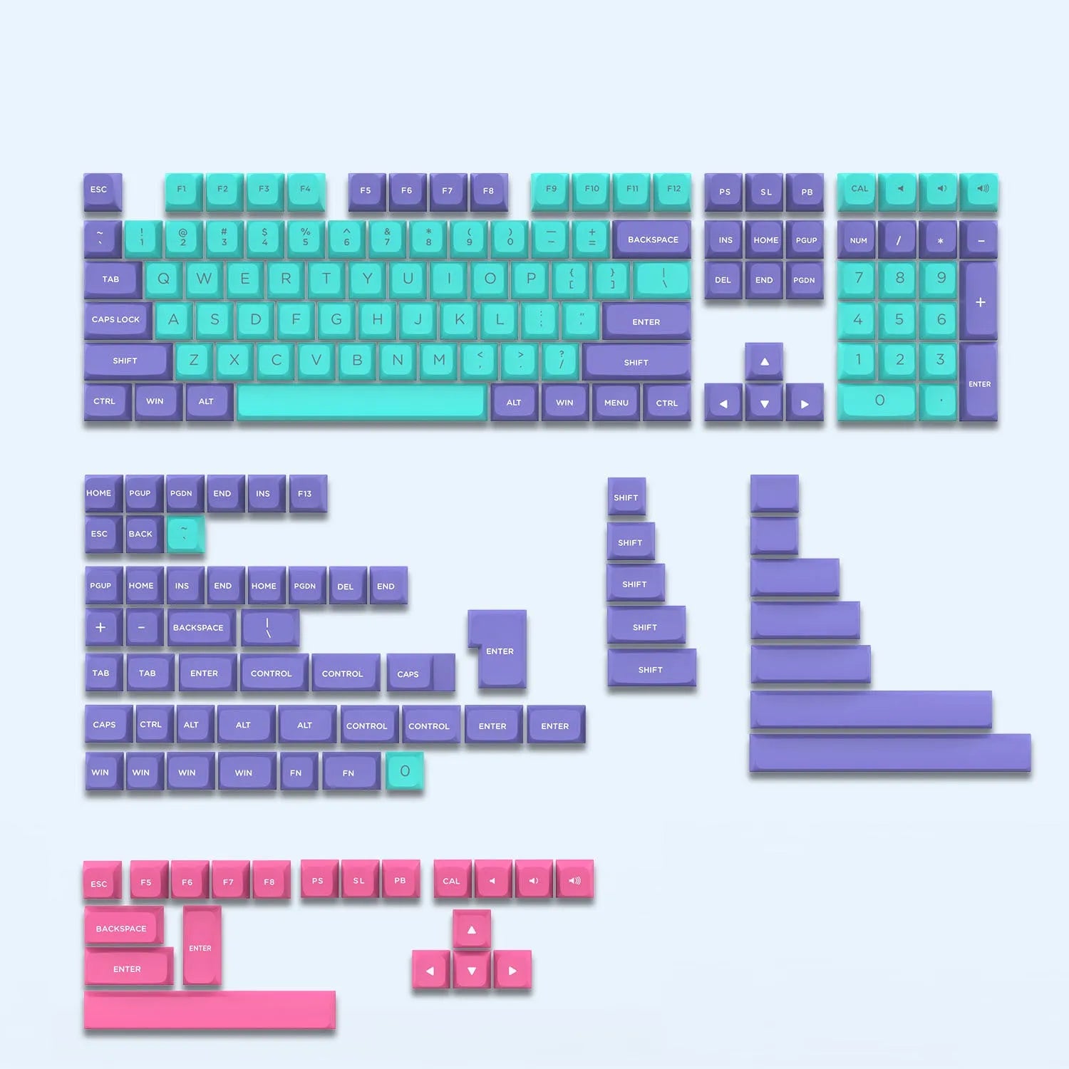 189 key PBT keycap set in Klein blue for mechanical MX switch keyboards