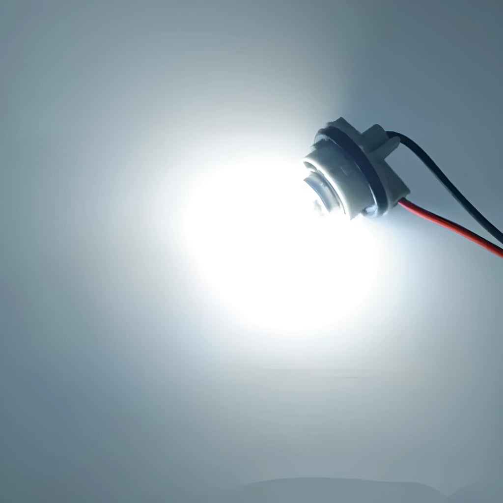 12V LED lamp with 1156 or 1157 base and glass cover, available in white red yellow