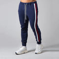 Cotton long pants for outdoor fitness training with elastic waist, available in black, white, navy blue, light board colours