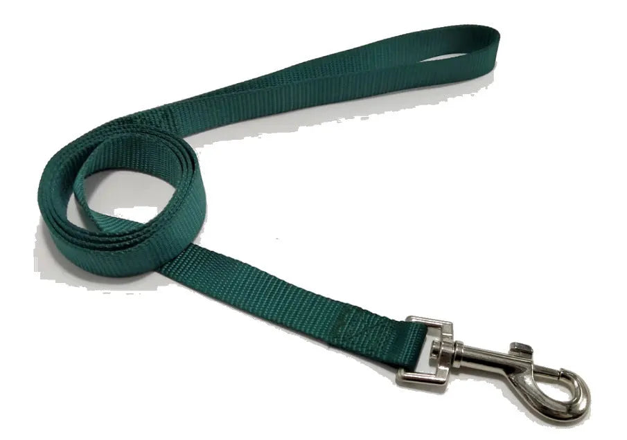 Solid colour polyester dog hand holding rope showing available colour options and size specifications