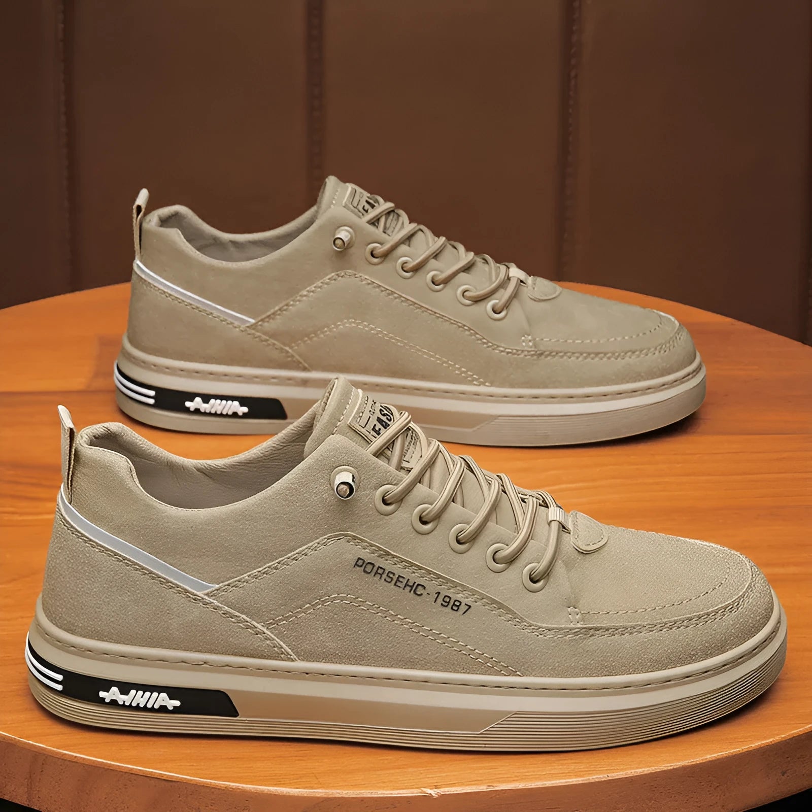 Men's black casual shoes with round toe and non-slip rubber sole for summer construction work