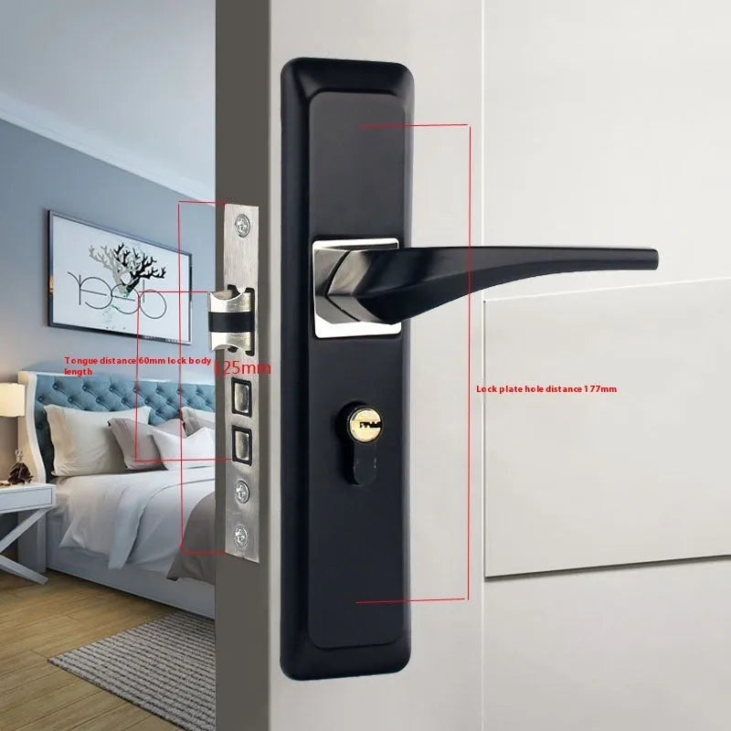 Household indoor split magnetic door lock handle for timber doors with aluminium alloy construction