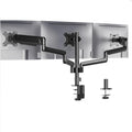 Black aluminium alloy triple-arm gas spring monitor arm for 27-inch screens