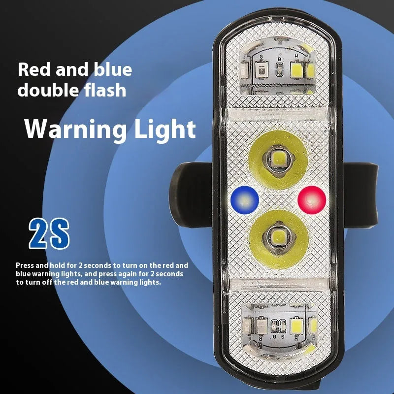 Black bicycle headlight with wave induction control and 350 lumen LED for mountain and road cycling