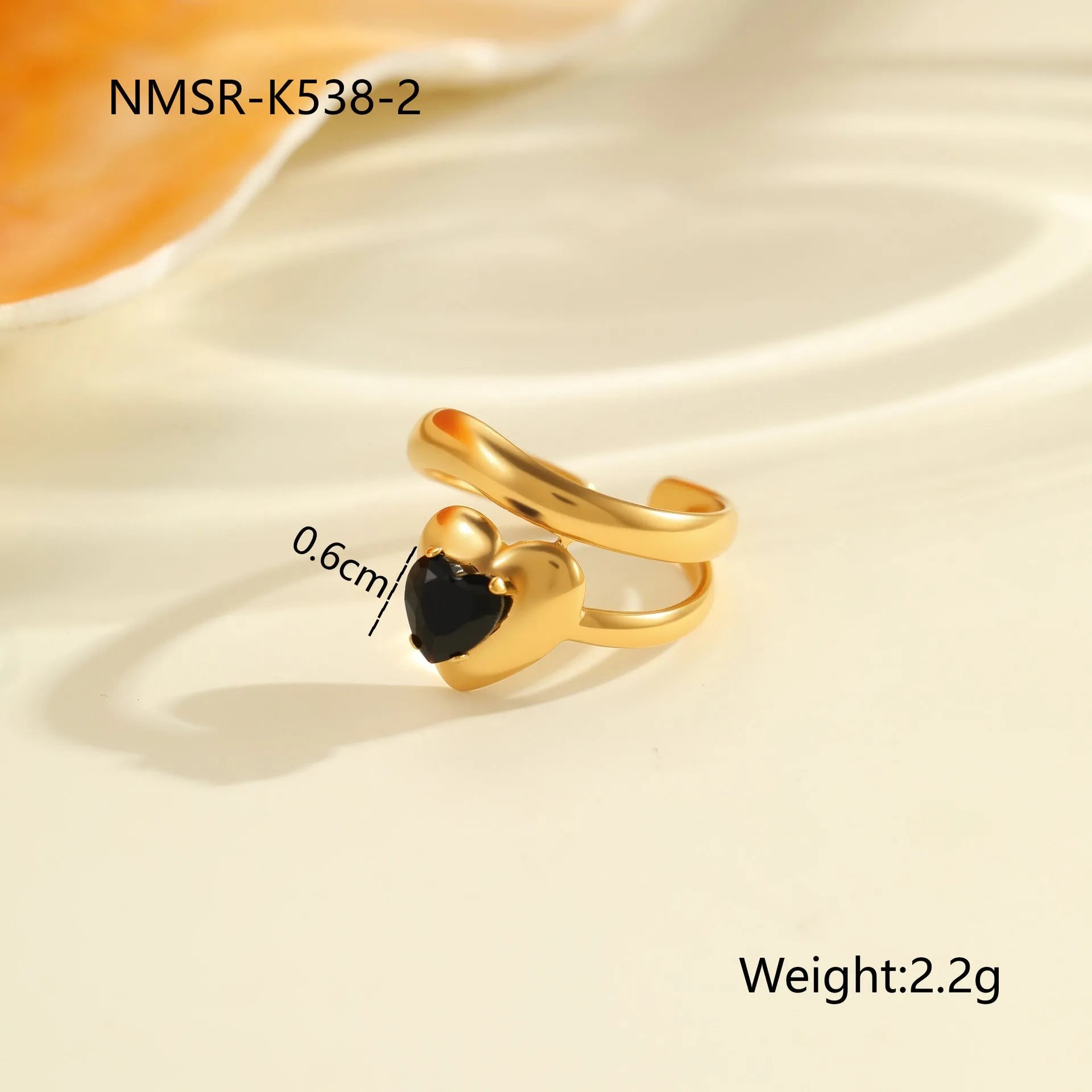 Adjustable open mouth women's ring with geometric design and zircon accents on stainless steel band
