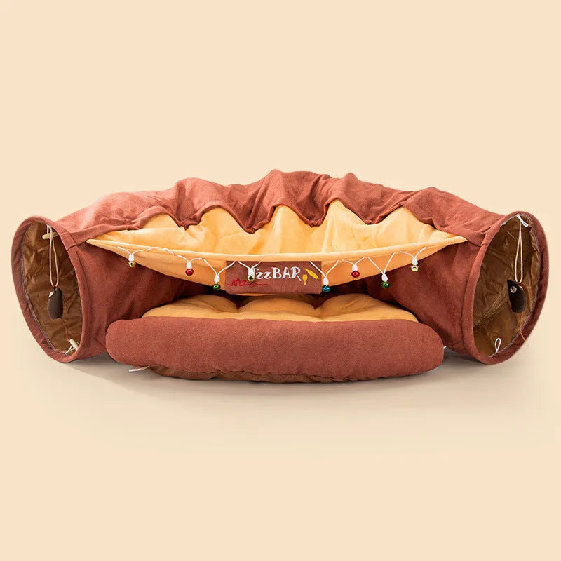 Cloth cat tunnel for litter box in matcha green colour, one size, washable design for indoor cats