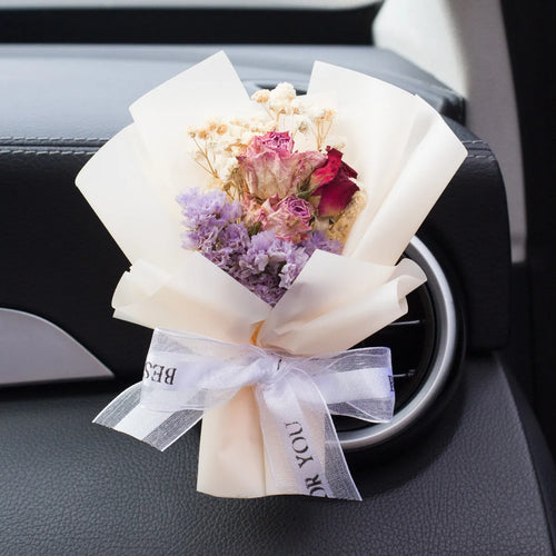 Handmade dried flower car vent air freshener ornament with essential oil fragrance slices