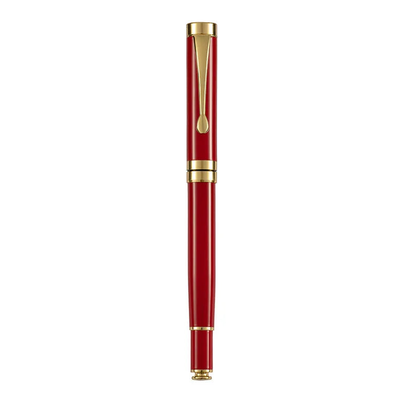 Metal fountain pen with fine F-0.5mm nib, black gold clip finish, 140mm length