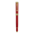 Metal fountain pen with fine F-0.5mm nib, black gold clip finish, 140mm length