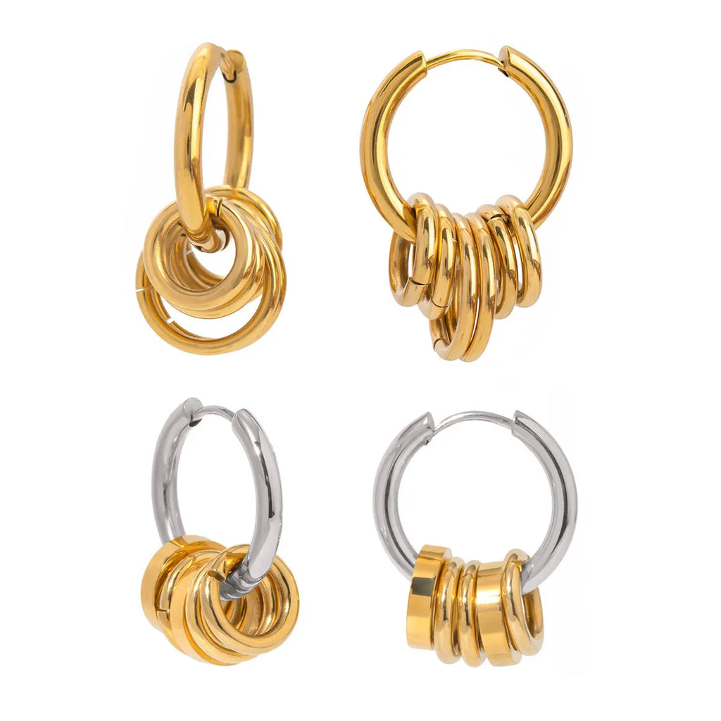 Pair of stainless steel ins style earrings with an electroplated finish in colour option JDE2405019.