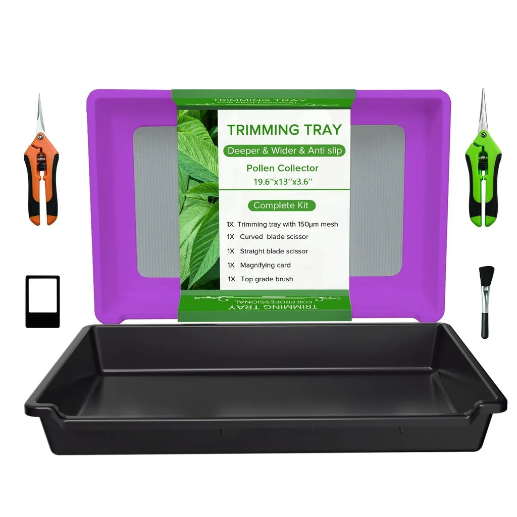 Shallow cut flower plate and pollen tray set in plastic and stainless steel for farm use