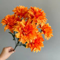 Dahlia desktop display fan holding fake flowers, silk flower bunch in multiple colours for home or office decoration