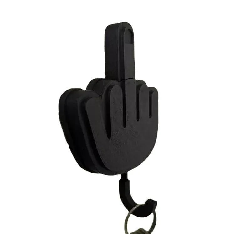 Wooden middle finger desk key hook with single hook design and 2kg capacity in modern minimalist style