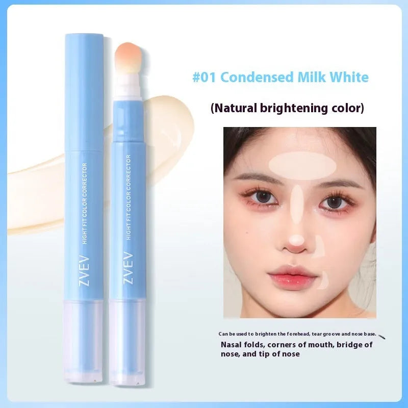 Clothing concealer cream with sponge brush applicator in three shades: brightening, pink flesh, and flesh colour