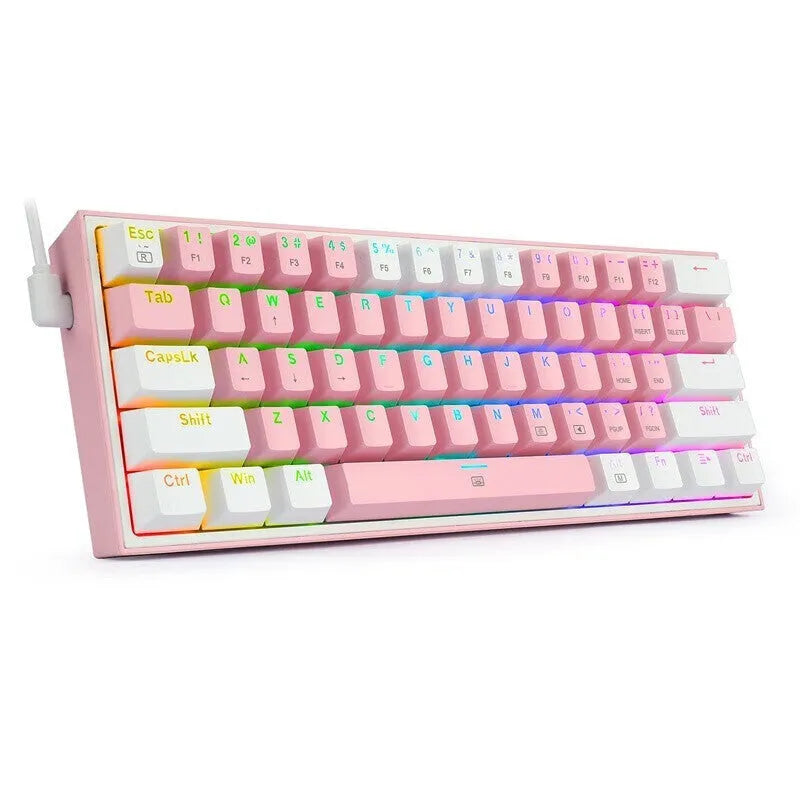 White pink K617 mechanical gaming keyboard with RGB backlighting and dual-keycap set