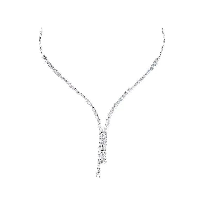 Women's non-fading titanium steel polished geometric earrings and necklace set on a light background