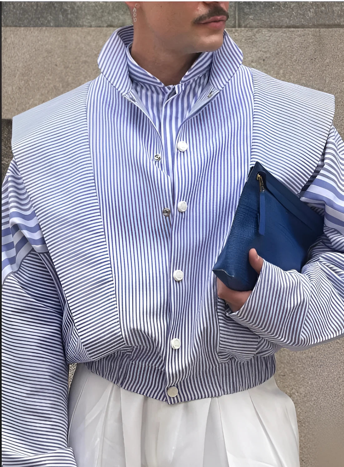 Men's fashion striped jacket in stripe colour, casual outerwear for everyday wear.