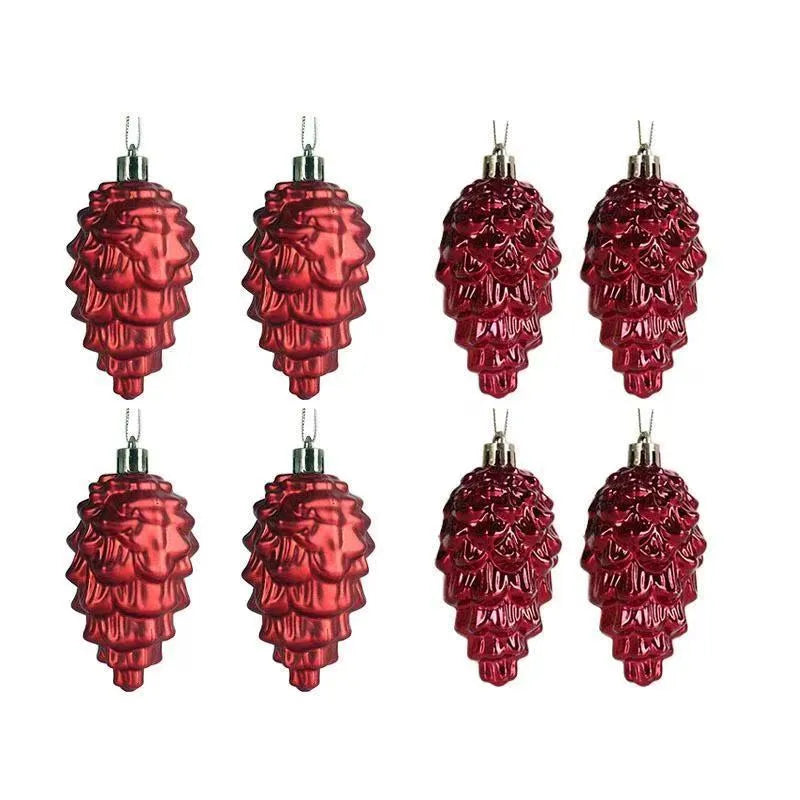 Plastic Christmas hat tree pendant in champagne gold, 7cm size, with loop for hanging