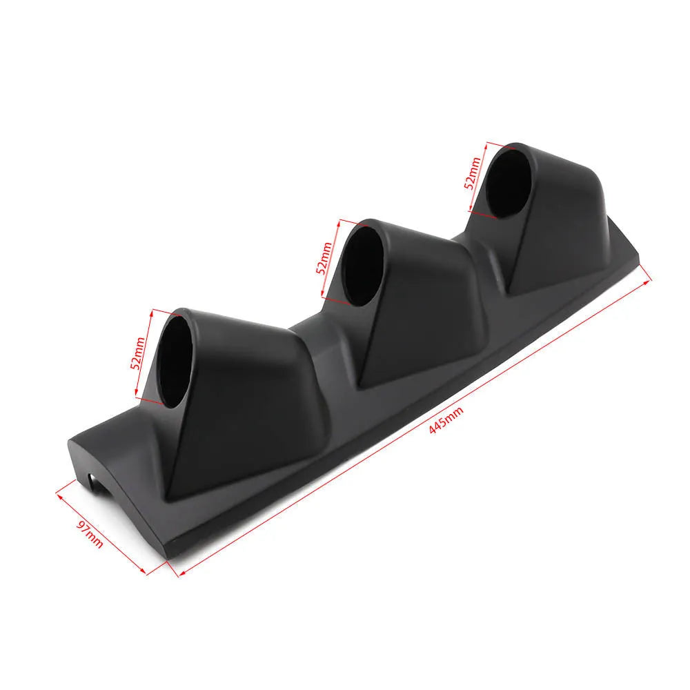 Black three-hole car instrument stand for right-hand drive 52mm gauge mounting