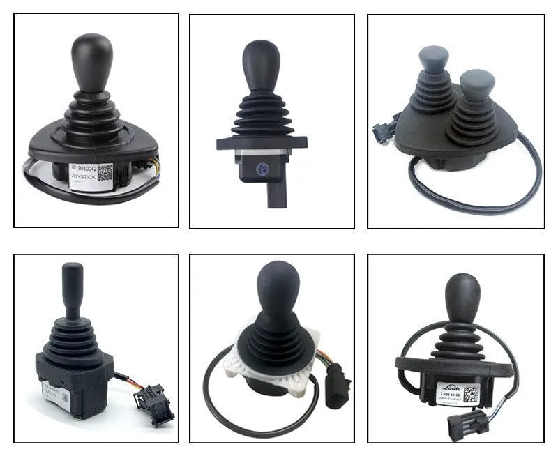 Black ABS plastic forklift hydraulic control lever joystick on steering wheel column
