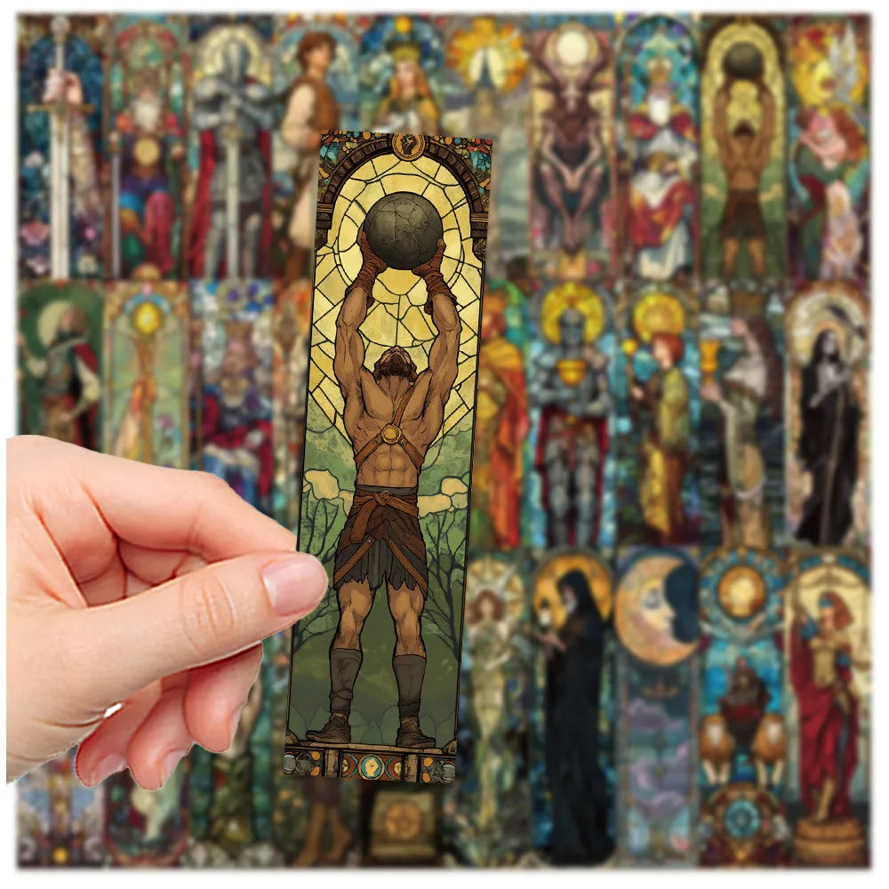 30 handmade paper bookmarks with painted glass tarot designs in cute style for reading and crafts