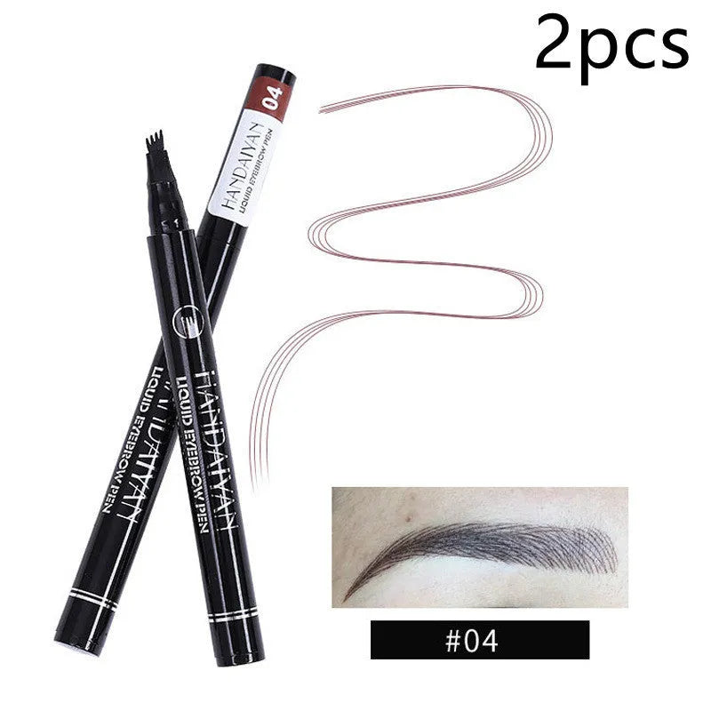 Four-head eyebrow pencil in black with colour options: light coffee, gray coffee, brown, dark brown