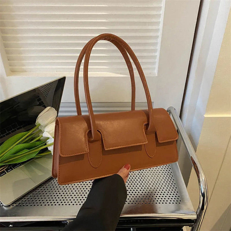Women's small square shoulder bag in PU leather with stitching detail