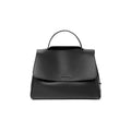 Genuine leather women's shoulder messenger bag in black, soft two-layer cowhide, horizontal square shape with sewing thread detail