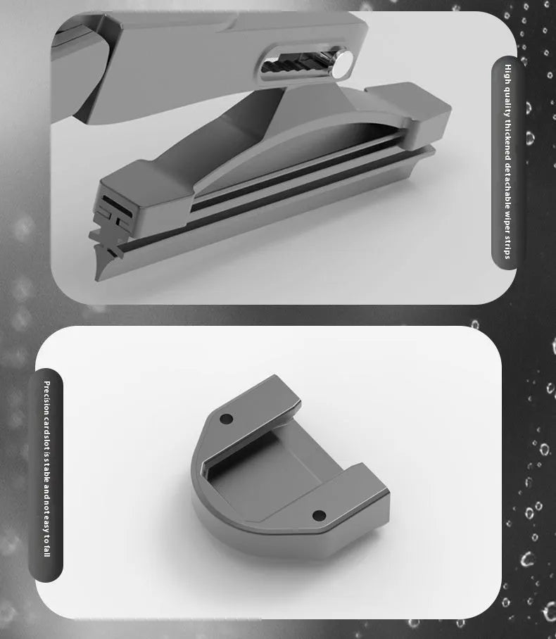 Black TZ-HW065 800mA motorcycle helmet wiper unit with a 65mm blade, shown isolated.