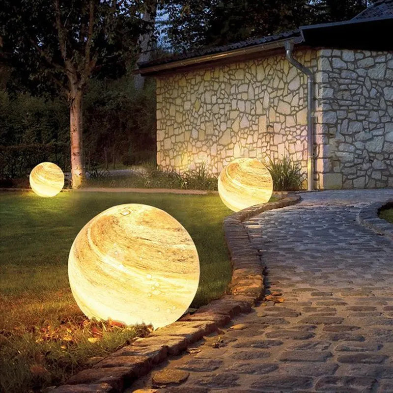 Solar lawn lamp in coffee colour with crystal and die cast aluminium body, height 25cm, for garden or villa lighting