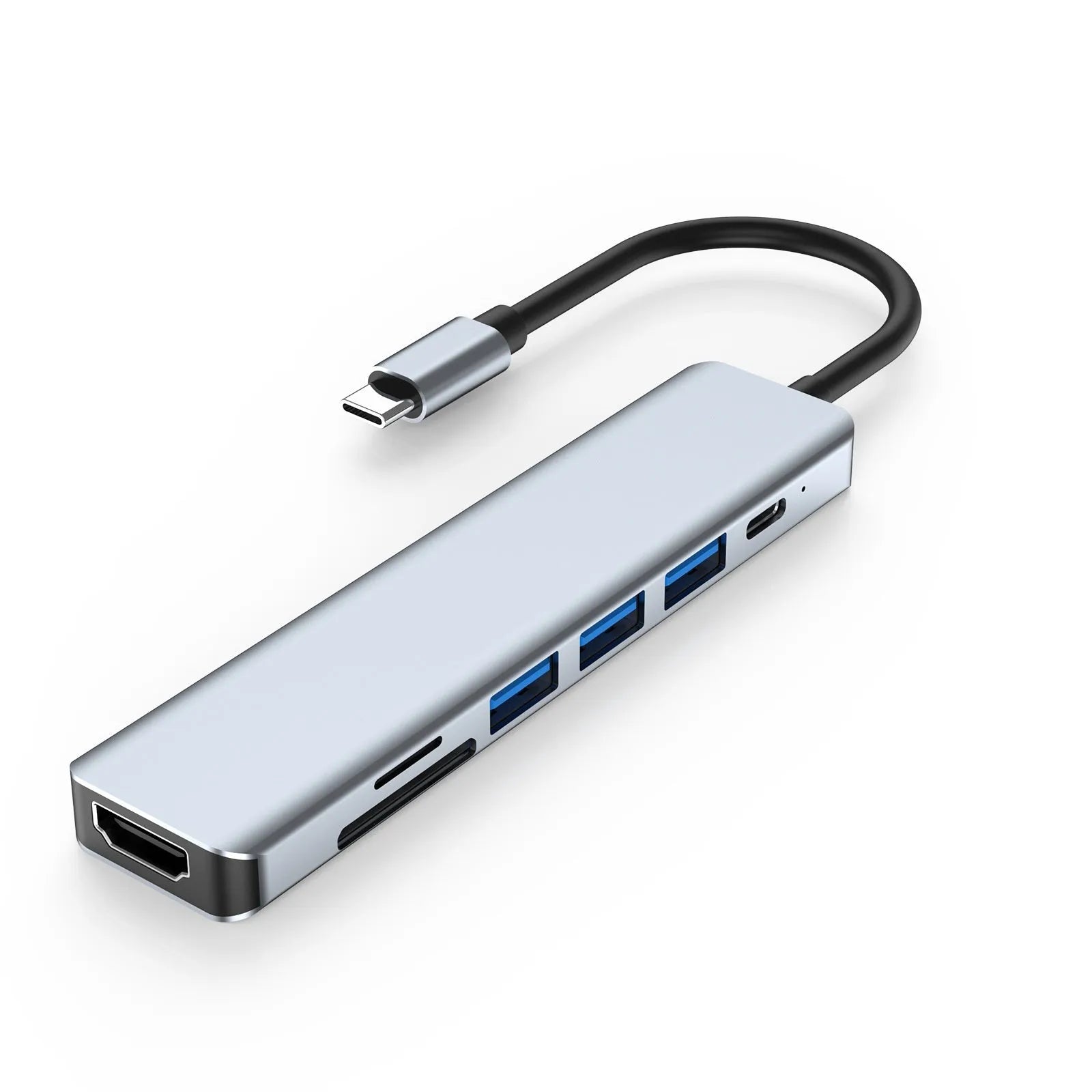 USB type-c expander docking station with seven ports including HDMI and USB 3.0 on 14.5cm cable