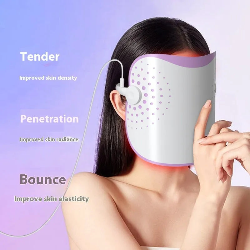 White and purple IPL photon beauty mask device with spectrometer for home facial light therapy