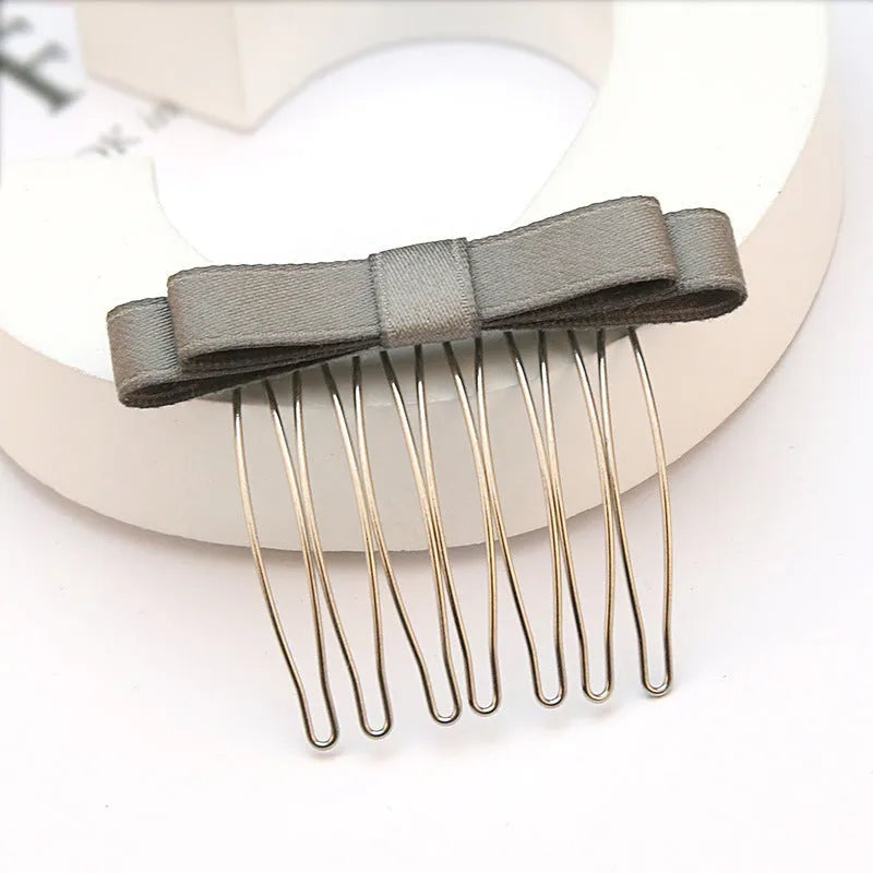 Retro bow hair comb with inlaid crystal decoration, available in six colours and two size options