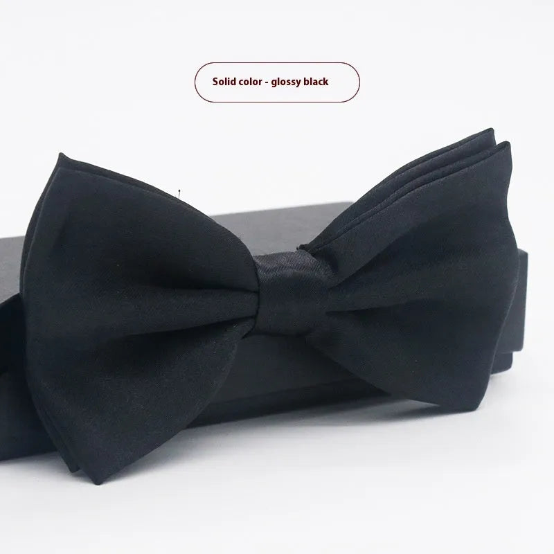 Solid colour flat head polyester bow tie for formal wear and weddings