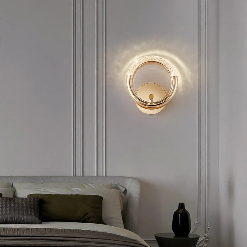 Minimalist wall lamp with acrylic shade and adjustable tricolor lighting for modern bedrooms