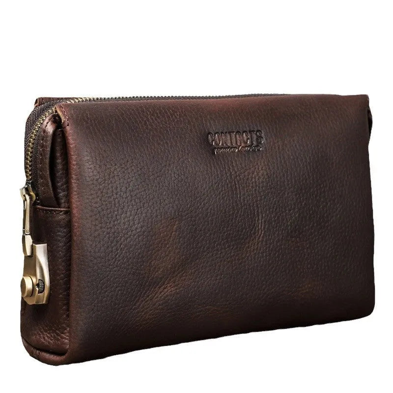 Black Angel first layer cattlehide leather men wallet in black solid colour with card slots