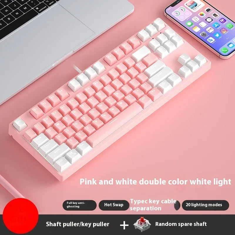 87-key wired mechanical keyboard with two-colour backlighting and hot-swappable switches