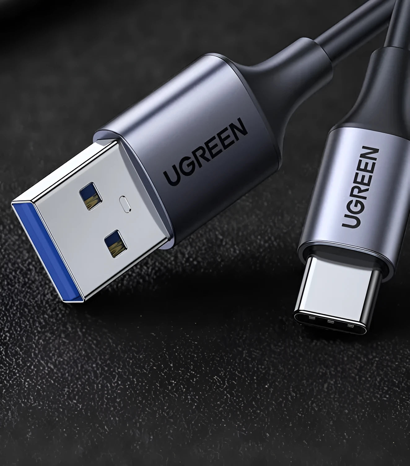 Lvlian black USB smartphone charging cable with straight connectors and 1 metre length
