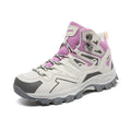High-top hiking sneakers with rubber sole and flannel upper in multiple colours for outdoor mountain use