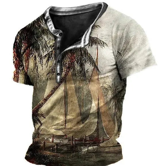 Men's short sleeve polo shirt with lapel button in polyester fabric for sports and casual summer wear