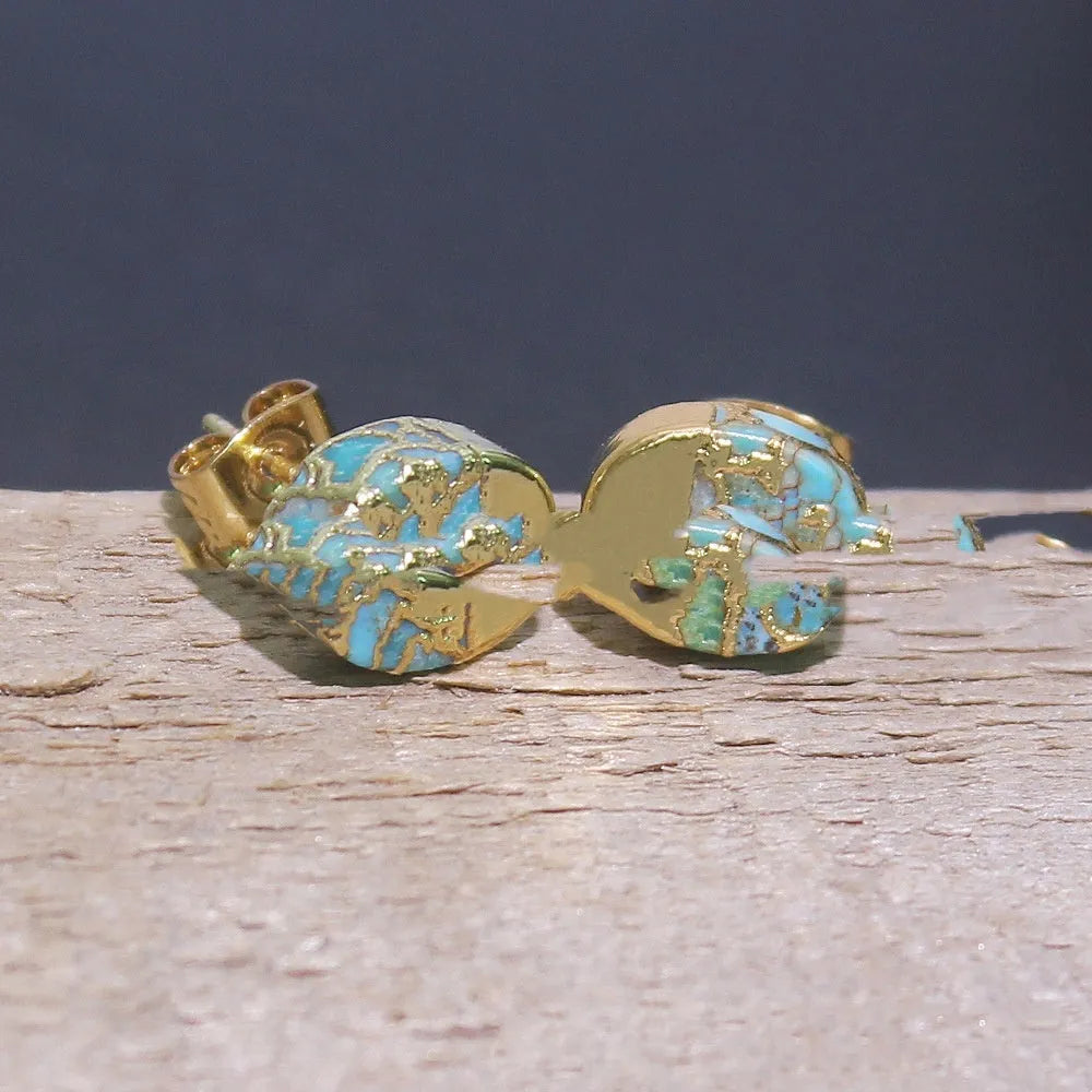 Natural stone bohemian style stud earrings with irregular-cut stones in colour ER1031