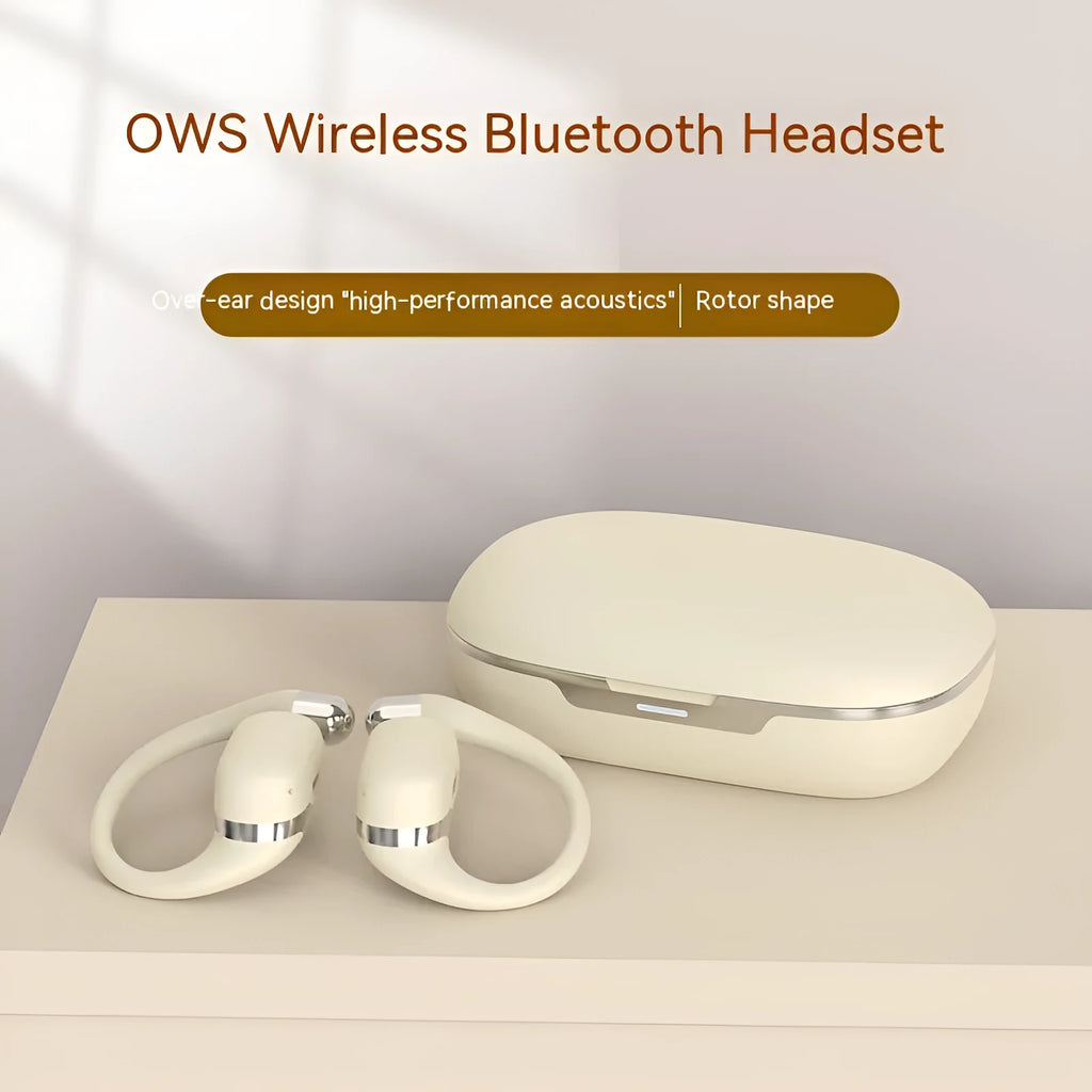 True wireless Bluetooth ear hook headset in black or skin colour with 500mAh battery and V5.4