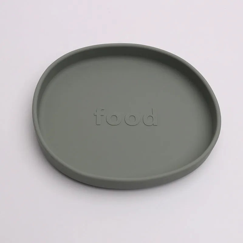 Irregular silicone dinner plate in bright pink, 155x178×25mm, food-grade baby feeding plate