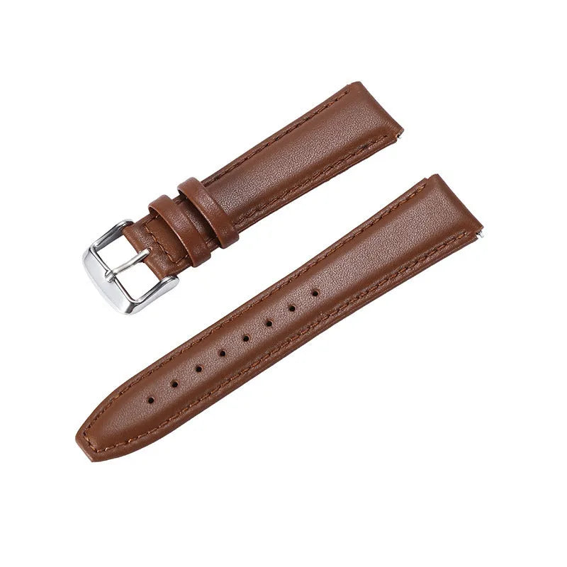 B5 genuine leather watch strap in brown, black, blue, and red, with B3 B6 B7 size options, solid colour design